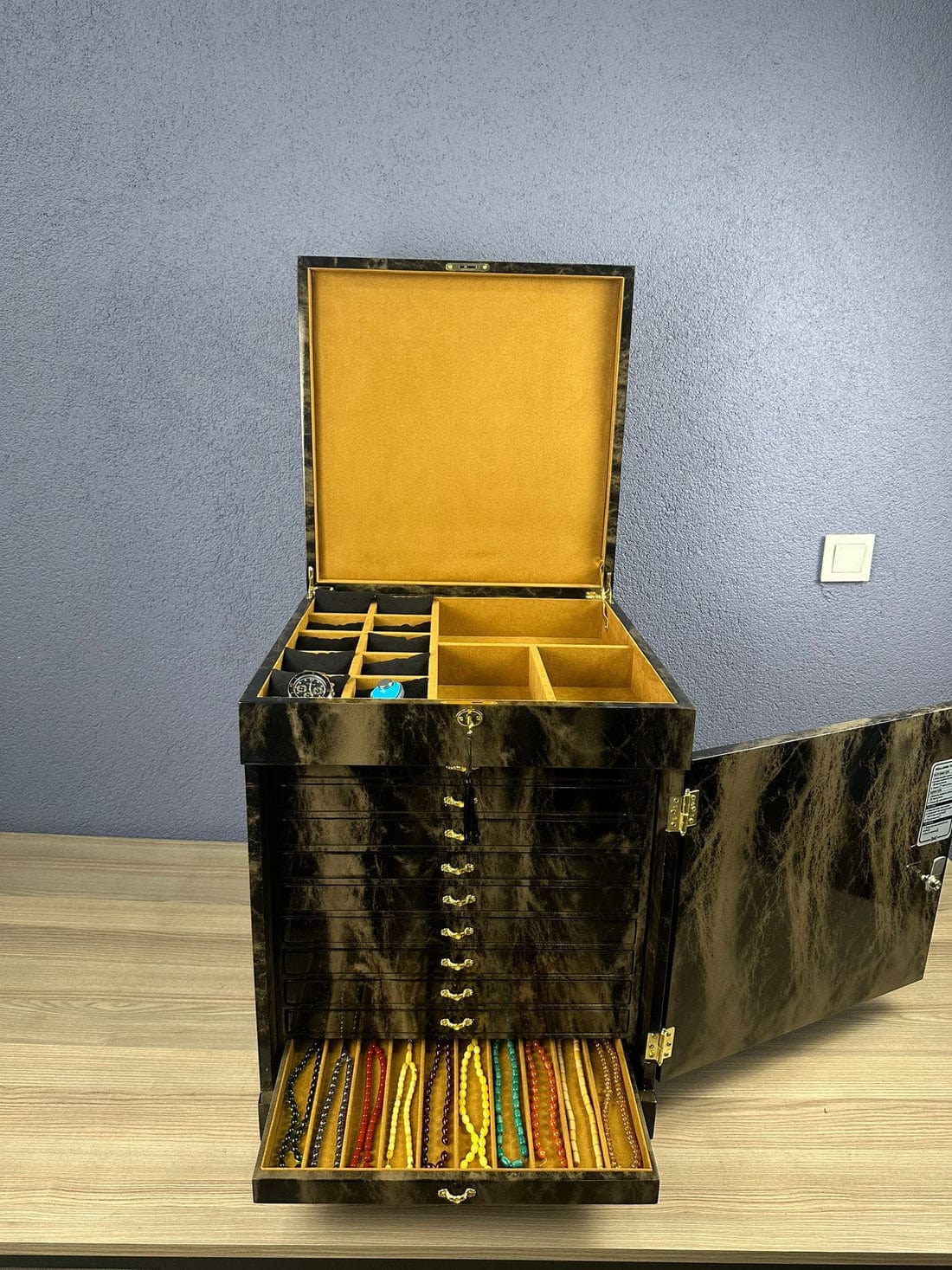 Premium Lockable Tasbih & Jewelry Cabinet – 100 Capacity